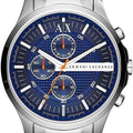 Armani Exchange Hampton Chronograph Blue Dial Silver Steel Strap Watch For Men - AX2155