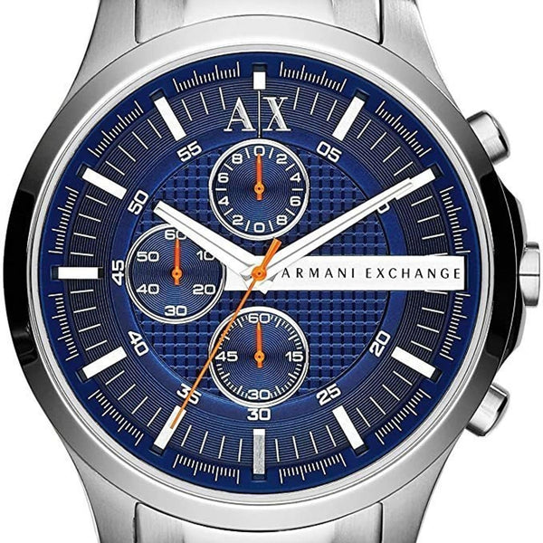 Armani Exchange Hampton Chronograph Blue Dial Silver Steel Strap Watch For Men - AX2155