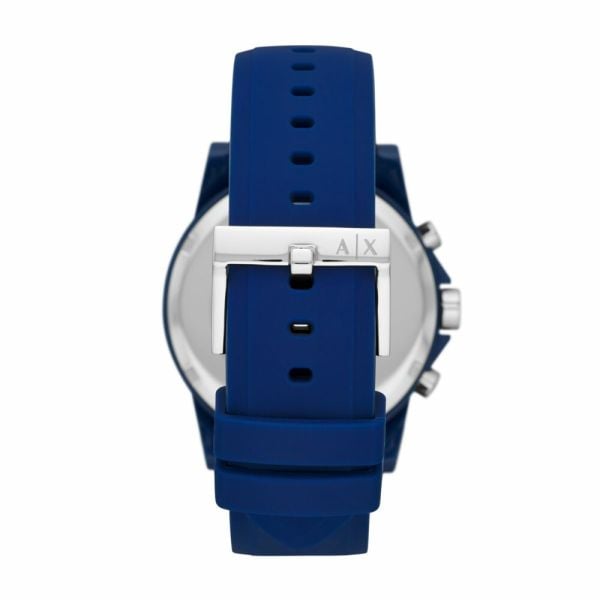 Armani Exchange Outerbanks Chronograph Blue Dial Blue Silicone Strap Watch For Men - AX1327