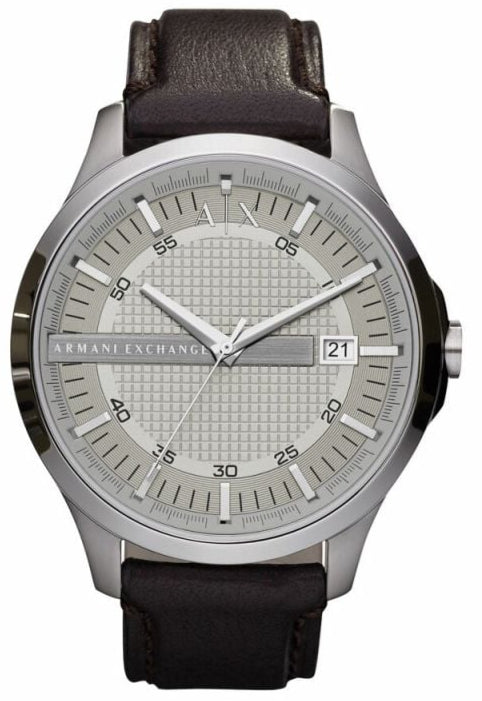 Armani Exchange Whitman Silver Dial Brown Leather Strap Watch For Men - AX2100