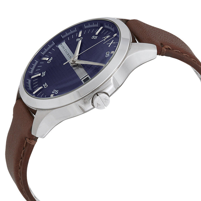 Armani Exchange Hampton Chronograph Blue Dial Brown Leather Strap Watch For Men - AX2133