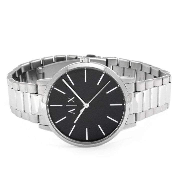 Armani Exchange Cayde Analog Black Dial Silver Steel Strap Watch For Men - AX2700