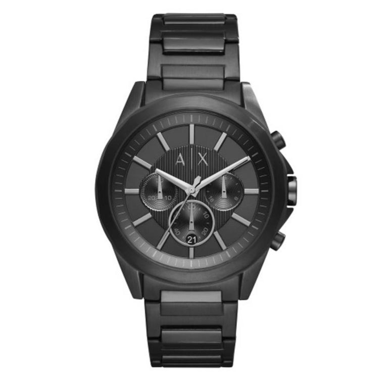 Armani Exchange Drexler Chronograph Black Dial Black Steel Strap Watch For Men - AX2601