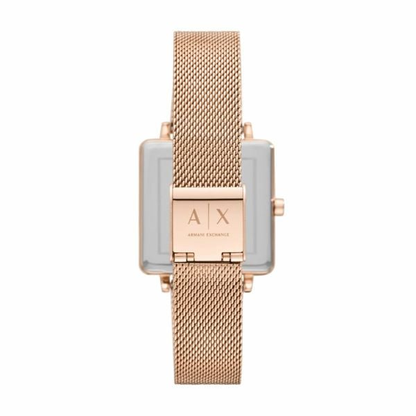 Armani Exchange Lola Quartz Silver Dial Rose Gold Mesh Strap Watch For Women - AX5802