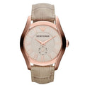 Emporio Armani Valente Analog Beige Dial Beige Leather Strap Watch For Men - AR1667