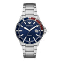 Emporio Armani Diver Quartz Blue Dial Silver Steel Strap Watch For Men - AR11339