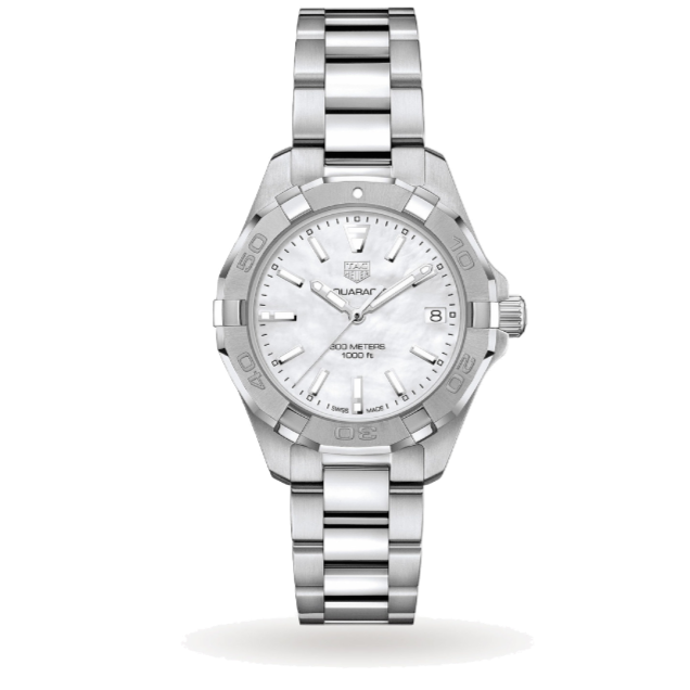 Tag Heuer Aquaracer Mother of Pearl Dial Silver Steel Strap Watch for Women - WBD131A.BA0748