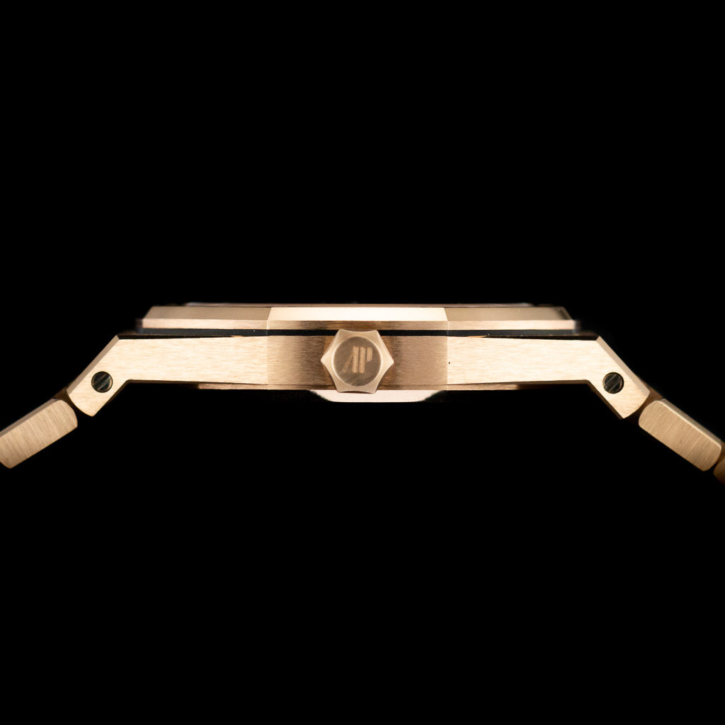 Audemars Piguet Royal Oak Quartz Diamonds Rose Gold Dial Rose Gold Steel Strap Watch for Women - 67651OR.ZZ.1261OR.03