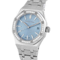 Audemars Piguet Royal Oak Diamonds Light Blue Dial Silver Steel Strap Watch for Women - 15551ST.ZZ.1356ST.04