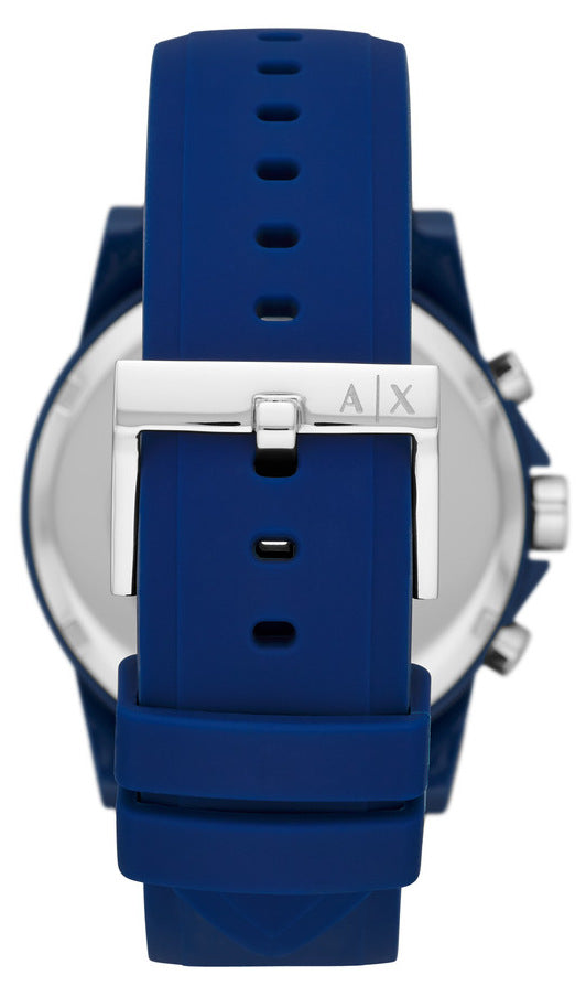 Armani Exchange Outerbanks Chronograph Blue Dial Blue Silicone Strap Watch For Men - AX1327