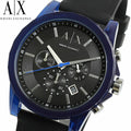 Armani Exchange Outerbanks Chronograph Black Dial Black Silicone Strap Watch For Men - AX1339