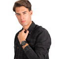 Armani Exchange Outerbanks Chronograph Black Dial Black Silicone Strap Watch For Men - AX1343