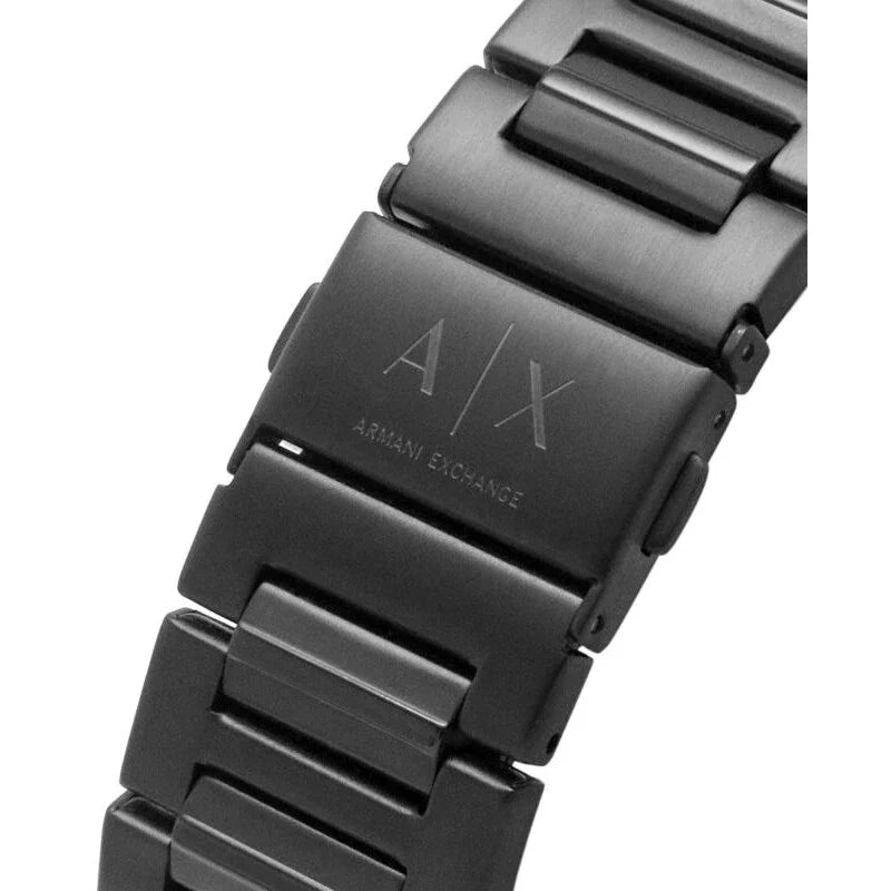 Armani Exchange Banks Chronograph Black Dial Black Steel Strap Watch For Men - AX1722