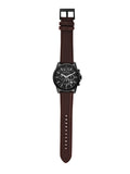 Armani Exchange Outerbanks Chronograph Black Dial Brown Leather Strap Watch For Men - AX1732