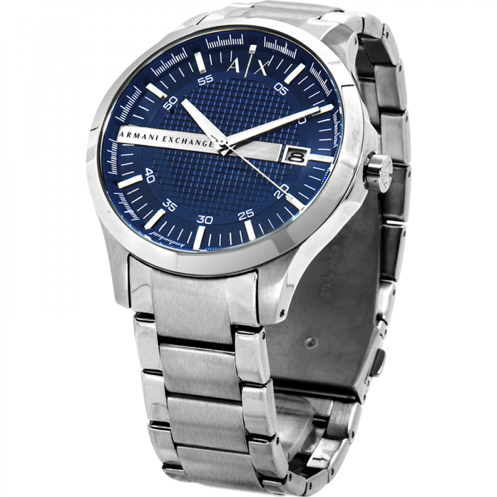 Armani Exchange Hampton Chronograph Blue Dial Silver Steel Strap Watch For Men - AX2132