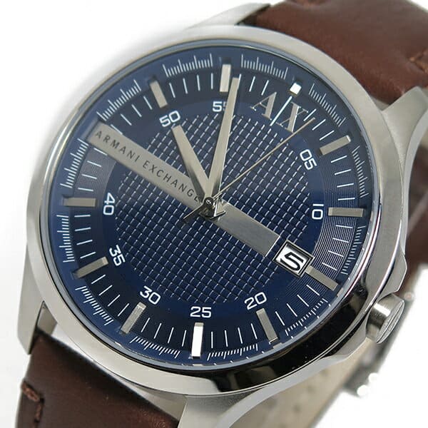 Armani Exchange Hampton Chronograph Blue Dial Brown Leather Strap Watch For Men - AX2133