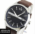 Armani Exchange Hampton Chronograph Blue Dial Brown Leather Strap Watch For Men - AX2133