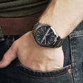 Armani Exchange Hampton Chronograph Grey Dial Grey Steel Strap Watch For Men - AX2135