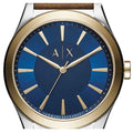 Armani Exchange Nico Quartz Blue Dial Brown Leather Strap Watch For Men - AX2334