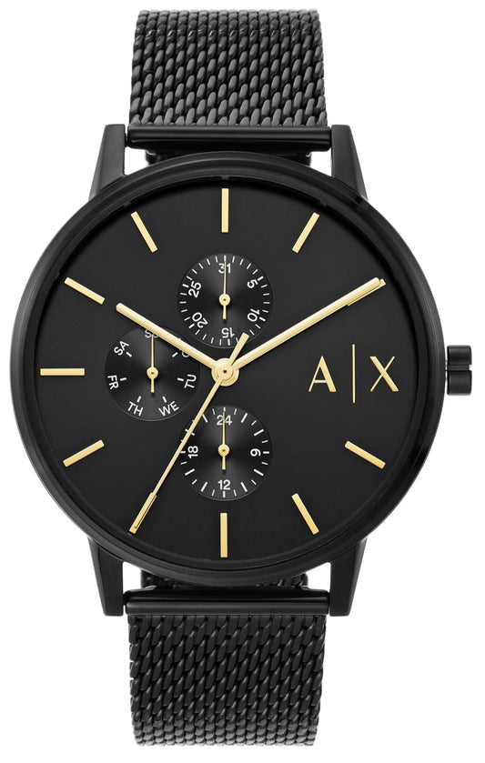 Armani Exchange Cayde Chronograph Black Dial Black Mesh Strap Watch For Men - AX2716