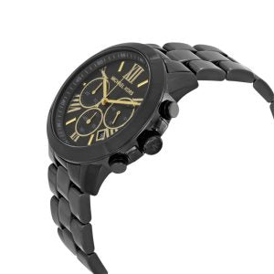 Michael Kors Brecken Chronograph Black Dial Black Steel Strap Unisex Watch - MK6302