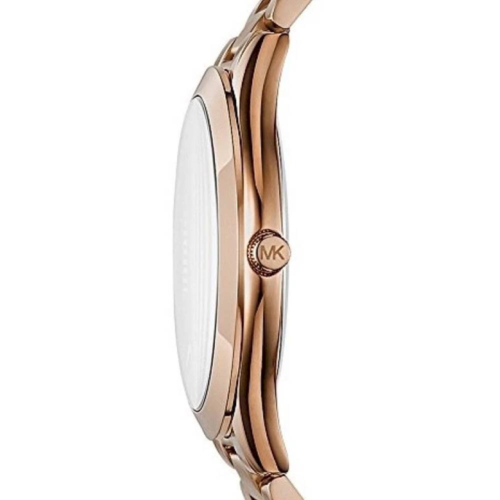 Michael Kors Slim Runway White Dial Rose Gold Steel Strap Watch For Women - MK3804