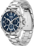 Hugo Boss Troper Chronograph Blue Dial Silver Steel Strap Watch For Men - 1514069