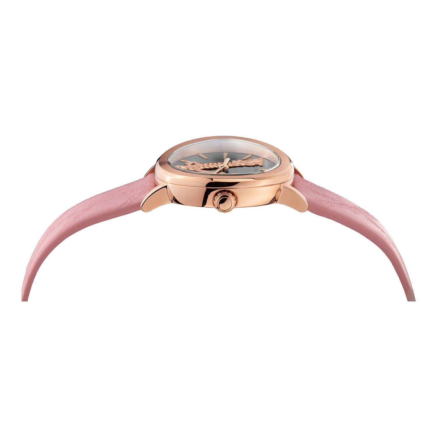 Versace Virtus Quartz Grey Dial Pink Leather Strap Watch for Women - VEHC00319