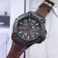 Guess Rigor Analog Quartz Black Dial Brown Leather Strap Watch For Men - W0040G2