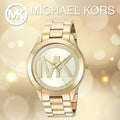 Michael Kors Slim Runway Analog Quartz Gold Dial Gold Steel Strap Watch For Women - MK3739