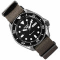 Seiko 5 Sport Automatic Black Dial Green Nylon Strap Watch For Men - SRPD65K4