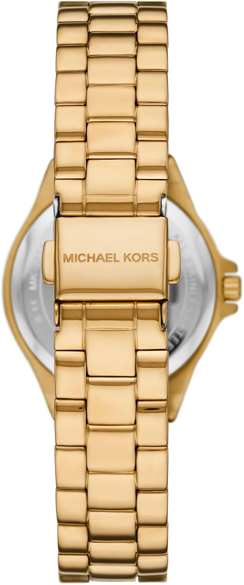 Michael Kors Lennox Three Hand Black Dial Gold Steel Strap Watch For Women - MK7394