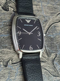 Emporio Armani Epsilon Quartz Black Dial Black Leather Strap Watch For Men - AR2490