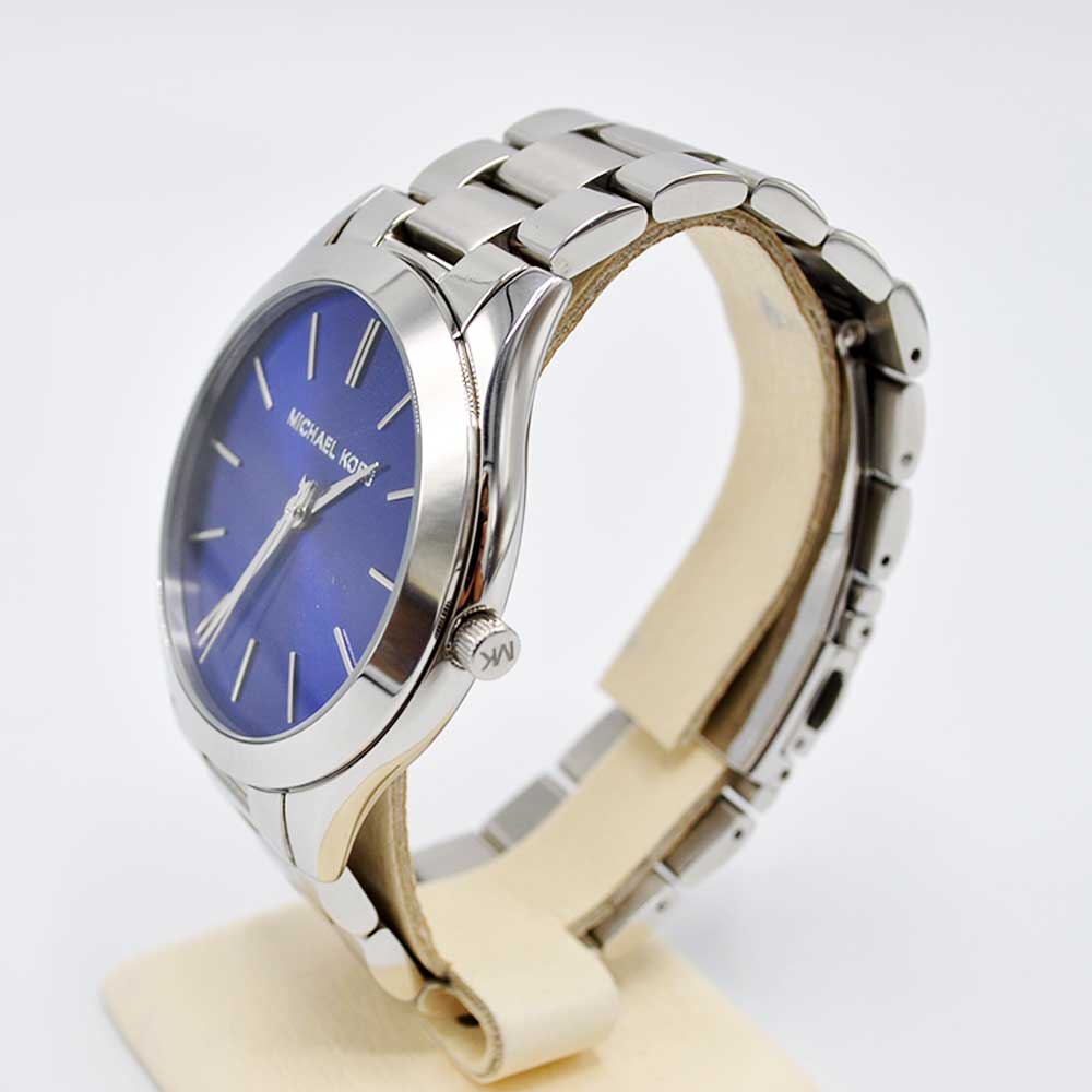 Michael Kors Slim Runway Quartz Blue Dial Silver Steel Strap Watch For Women - MK3379