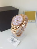 Michael Kors Lexington Purple Dial Rose Gold Steel Strap Watch For Women - MK6207