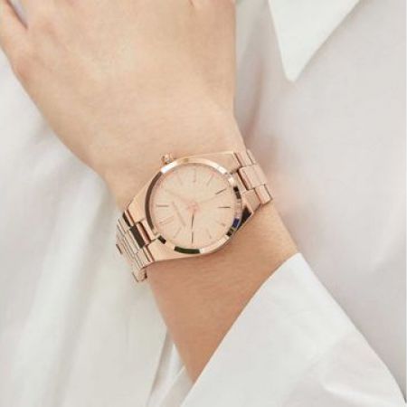 Michael Kors Channing Quartz Rose Gold Dial Rose Gold Steel Strap Watch For Women - MK6624