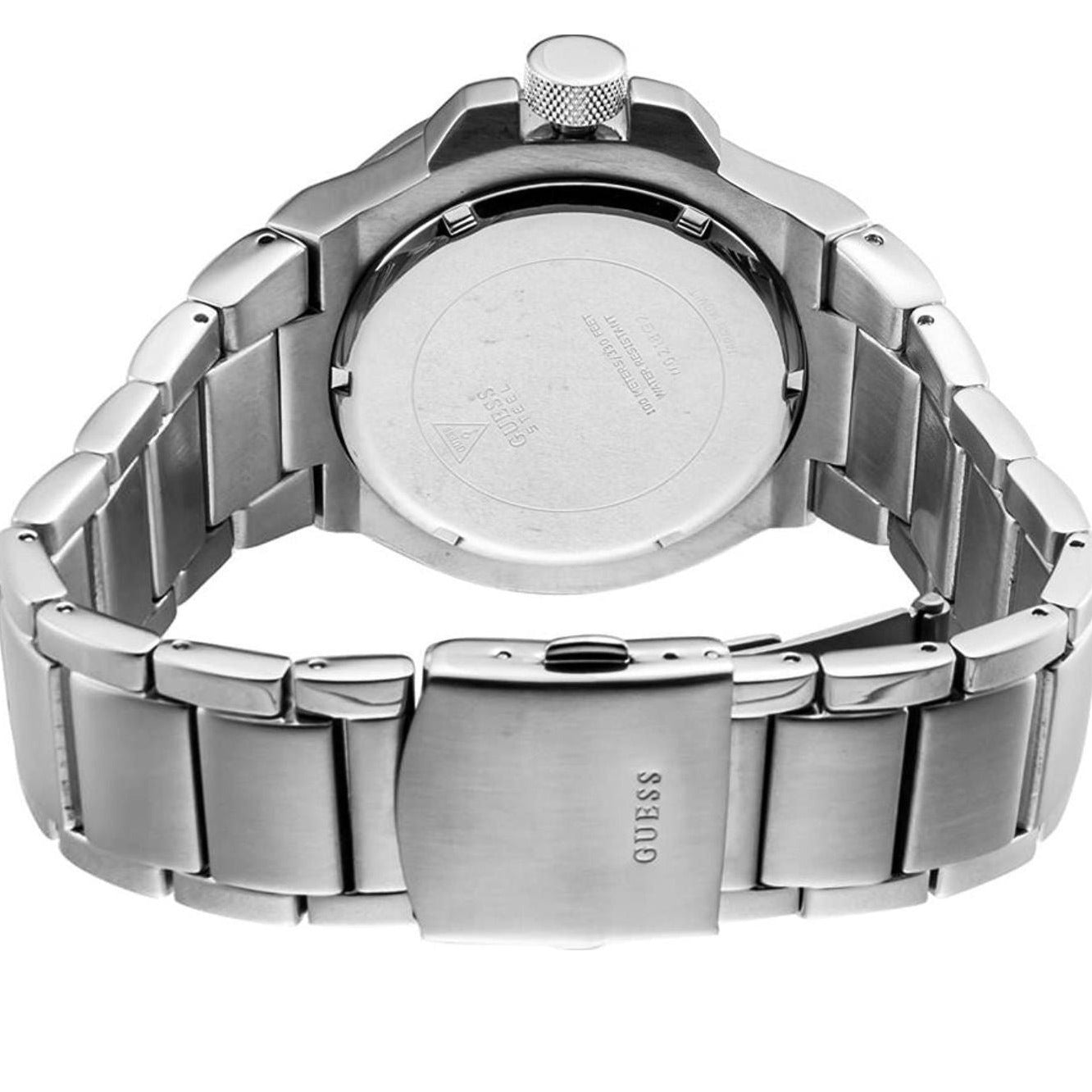 Guess Rigor Quartz Black Dial Silver Steel Strap Watch For Men - W0218G2