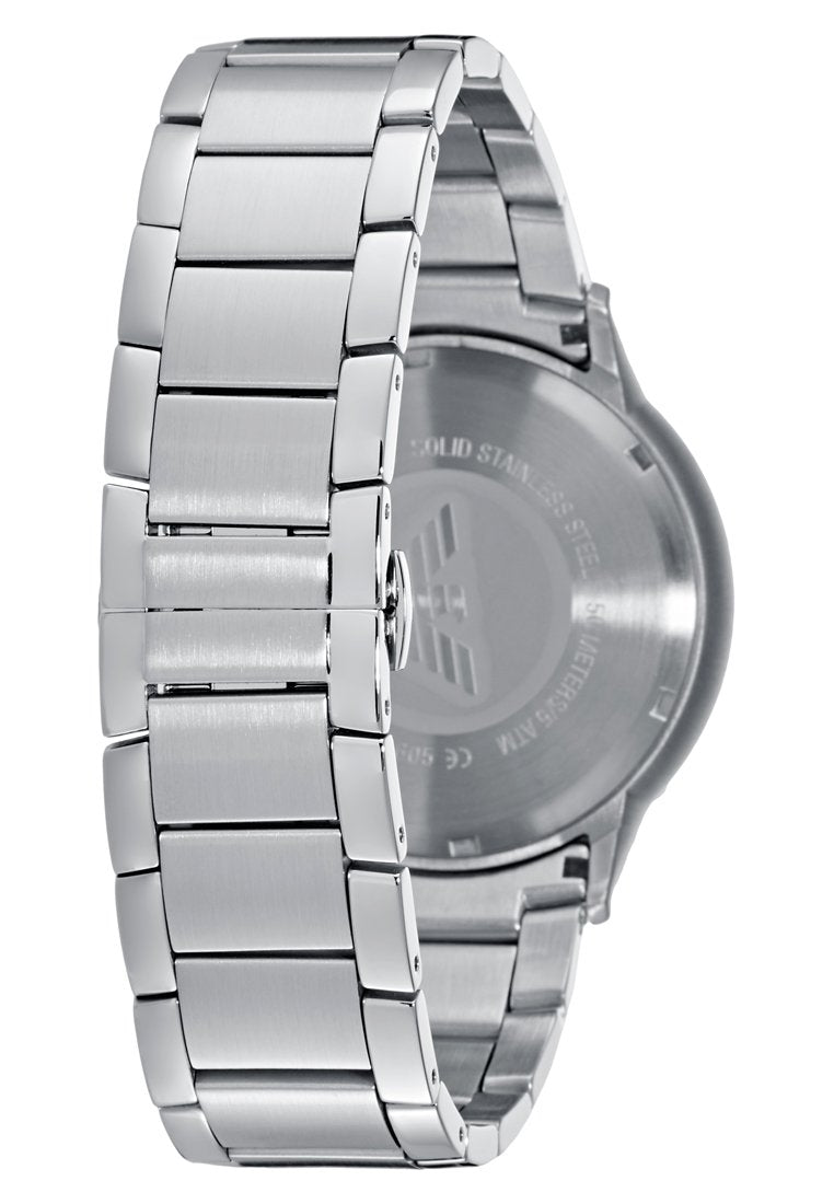 Emporio Armani Meccanico Automatic Blue Dial Silver Steel Strap Watch For Men - AR60059