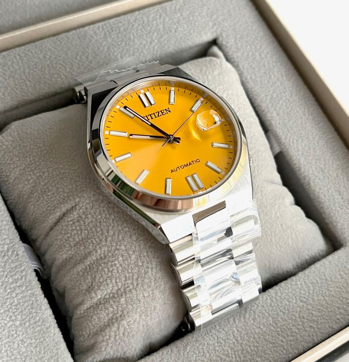 Citizen Tsuyosa Automatic Yellow Dial Silver Steel Strap Watch for Men - NJ0150-81Z