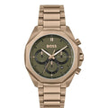 Hugo Boss Classic Chronograph Green Dial Beige Gold Steel Strap Watch For Men - 1514019