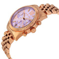 Michael Kors Lexington Purple Dial Rose Gold Steel Strap Watch For Women - MK6207