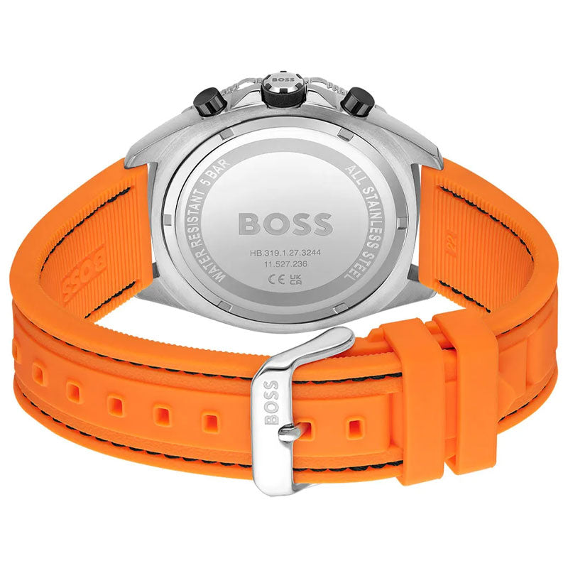 Hugo Boss Energy Chronograph Quartz Black Dial Orange Rubber Strap Watch For Men - 1513970