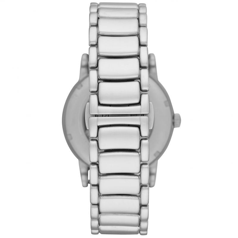 Emporio Armani Meccanico Automatic Skeleton Black Dial Silver Steel Strap Watch For Men - AR60021