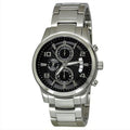 Guess Exec Chronograph Quartz Black Dial Silver Steel Strap Watch For Men - W0075G1