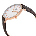 Daniel Wellington Classic York White Dial Brown Leather Strap Watch For Women - DW00100038