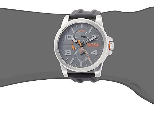 Hugo Boss Detroit Sport Analog Grey Dial Grey Rubber Strap Watch For Men - 1550007
