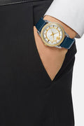 Versace Viamond Quartz White Dial Blue Leather Strap Watch For Men - VEPO00120