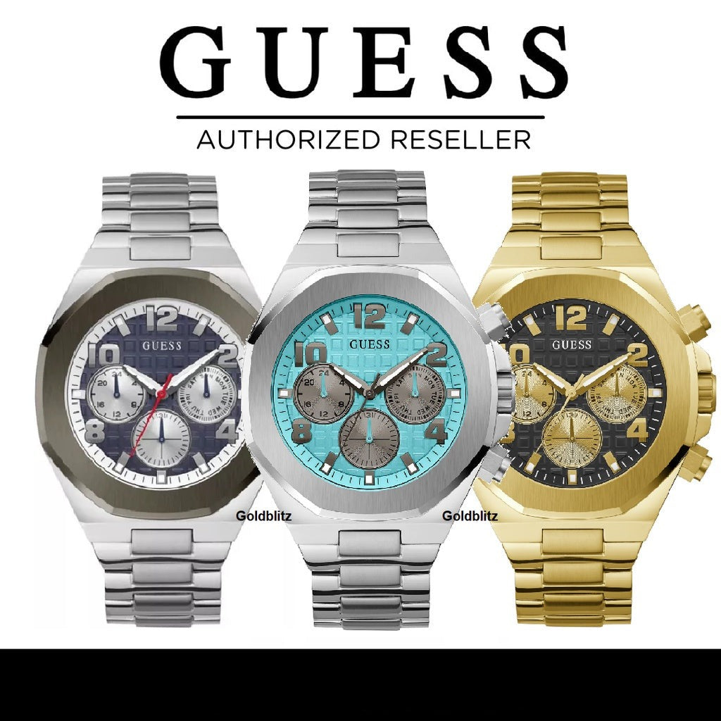 Guess Empire Chronograph Quartz Sky Blue Dial Silver Steel Strap Watch For Men - GW0489G3