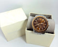 Michael Kors Lexington Chronograph Brown Dial Silver Steel Strap Watch For Men - MK8732