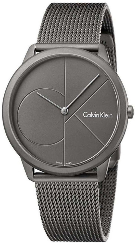 Calvin Klein Minimal Grey Dial Grey Mesh Bracelet Watch for Men - K3M517P4